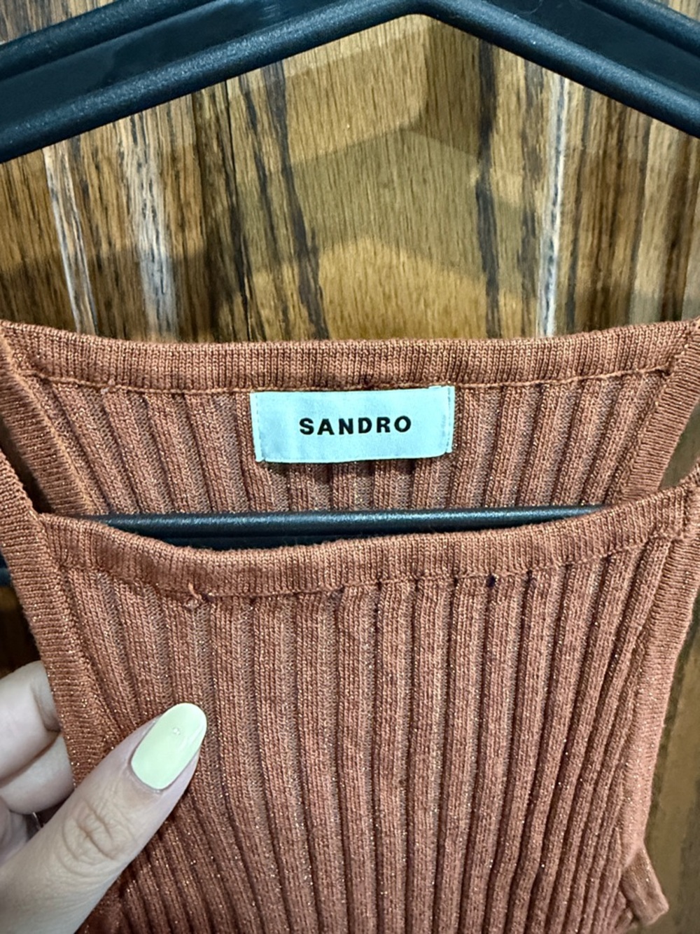 Sandro Ribbed Tank Top in Copper Rust - Picture 2 of 7